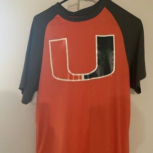 Miami Men's Orange and Grey T-Shirt in Medium